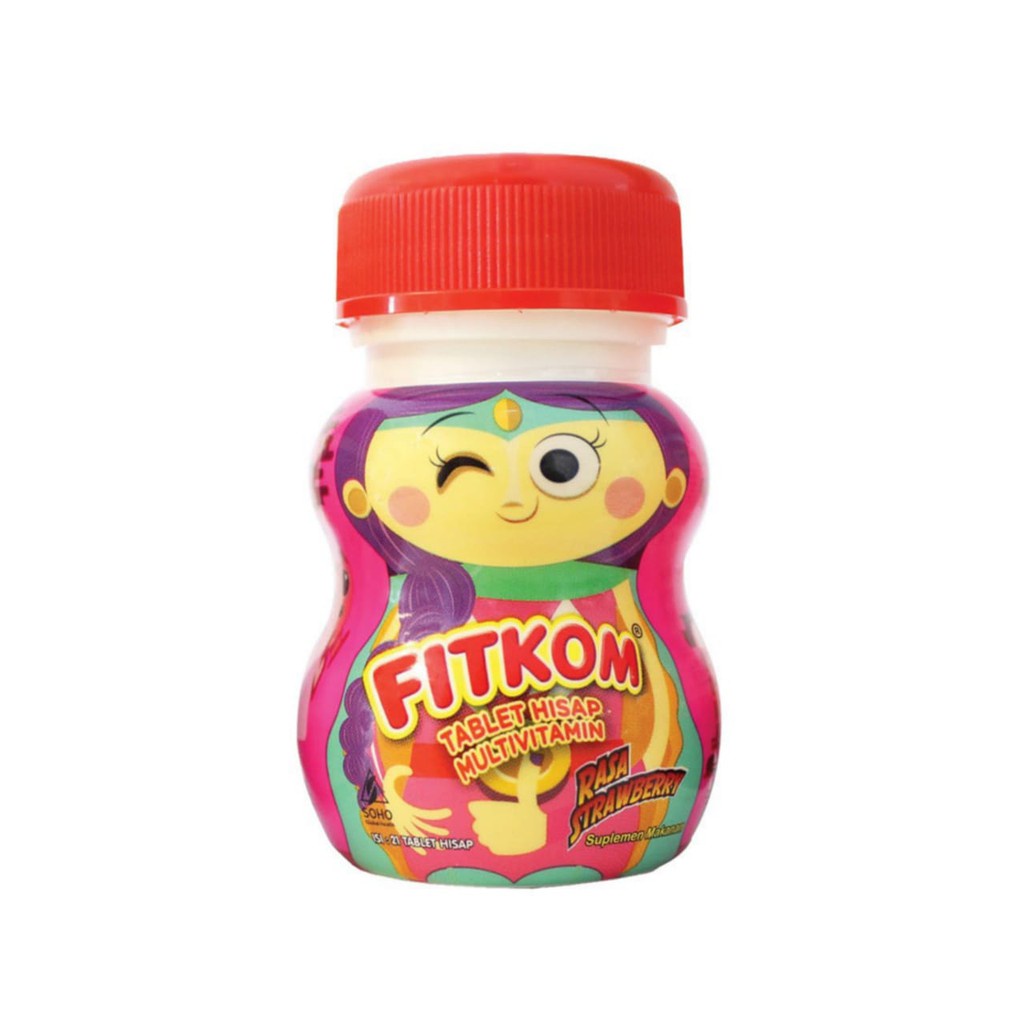FITKOM STRAWBERRY Tablet Hisap Vitamin Anak/ Penambah Nafsu Makan/ Multivitamin/Fitkom Stroberi