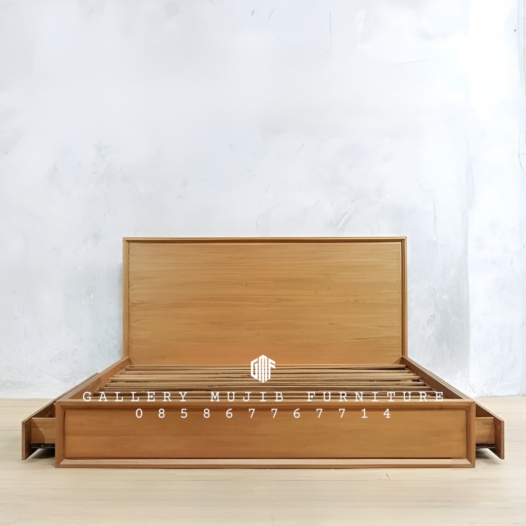 dipan divan ranjang tempat tidur laci minimalis kayu jati mebel jepara - Kasur 120x200cm