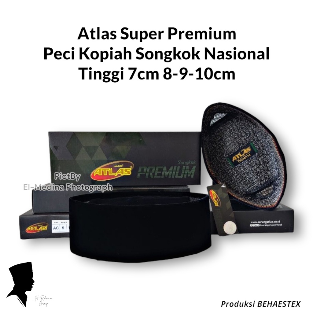 Peci atlas premium Original Songkok atlas Kopiah peci hitam atlas Tinggi 7-8-9-10 Cm Beludru Halus s