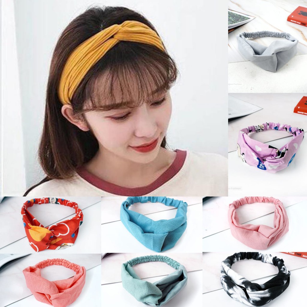 Bando Polos Salur Motif Bando Bandana Simpul  Korea / Headband - Bando Bandana Korea Wanita ACC