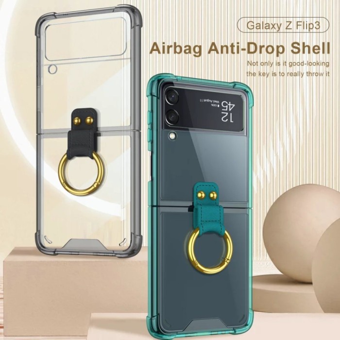 SoftCase ORIGINAL Samsung Z Flip 3 Flip3 5G CLEAR Crack with Ring Holder