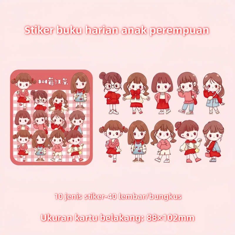 

Kartu Kartun Suka Memakai Stiker Tahan Air Hewan Peliharaan/Stiker Dekorasi Saku Hati Anak Perempuan/Stiker Pola DIY Casing Ponsel Gelas Air Buku Harian Siswa-YuanYuan Mall