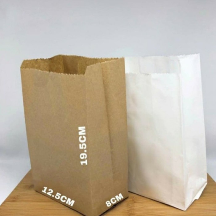 

paper bag -/ kantong kertas putih untuk roti, fried chicken dan snack - Putih