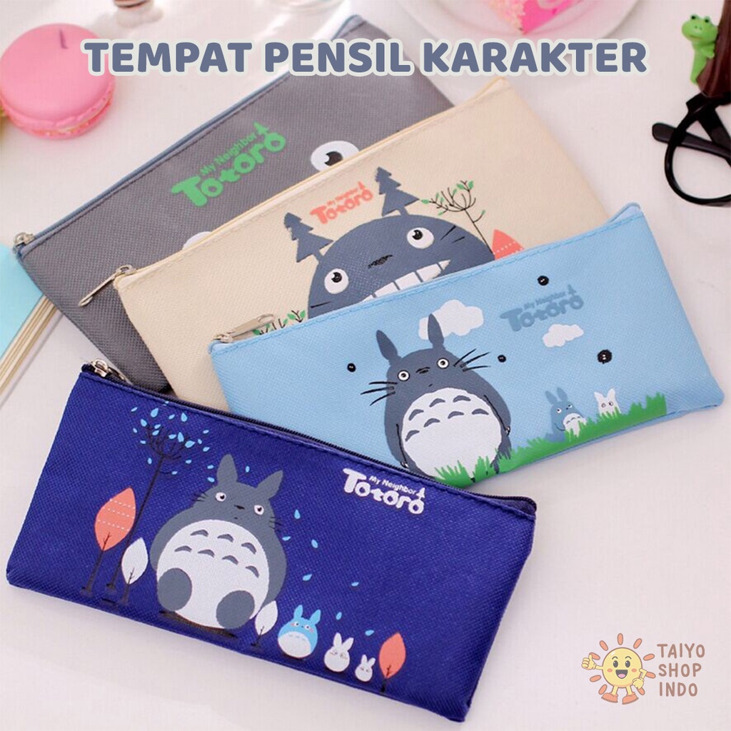 

TAIYO Tempat Pensil Karakter Kartun Kain Canvas Kartun Perlengkapan Sekolah Lucu