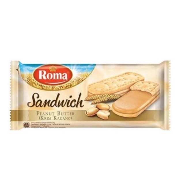 

Roma Sandwich Peanut Butter 206 gr Biskuit Krim Kacang ORIGINAL