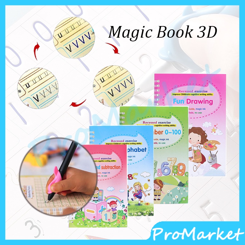 

Magic Pratice Book / Buku Panduan Belajar TK / Buku Belajar Anak / Buku Ajaib Paud / Buku Belajar Menulis Menggambar Menghitung/ Magic Ink / Tinta Bisa Hilang Sendiri