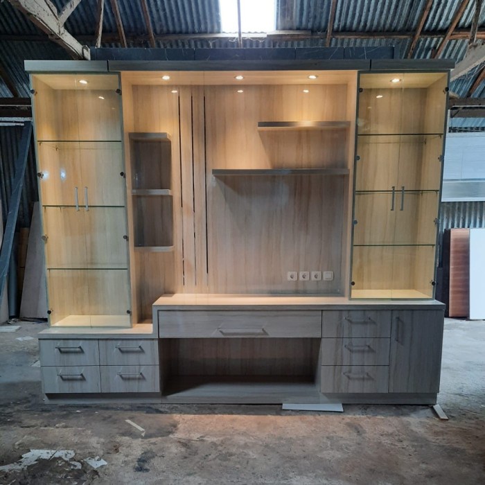 Buffet TV Lemari Pajangan / Lemari Hias / Lemari Kaca TV P 300cm