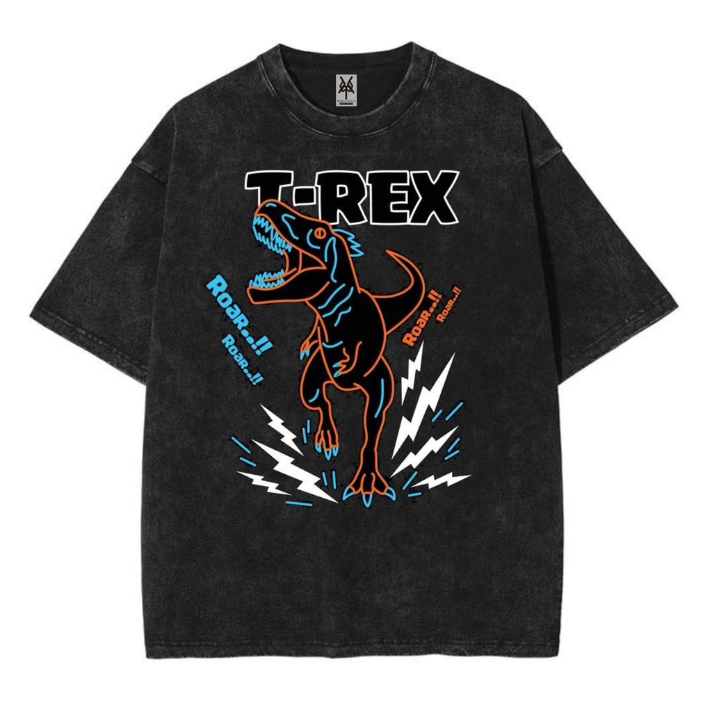 Kaos oversize t rex everytime 
roar washed washing vintage tee