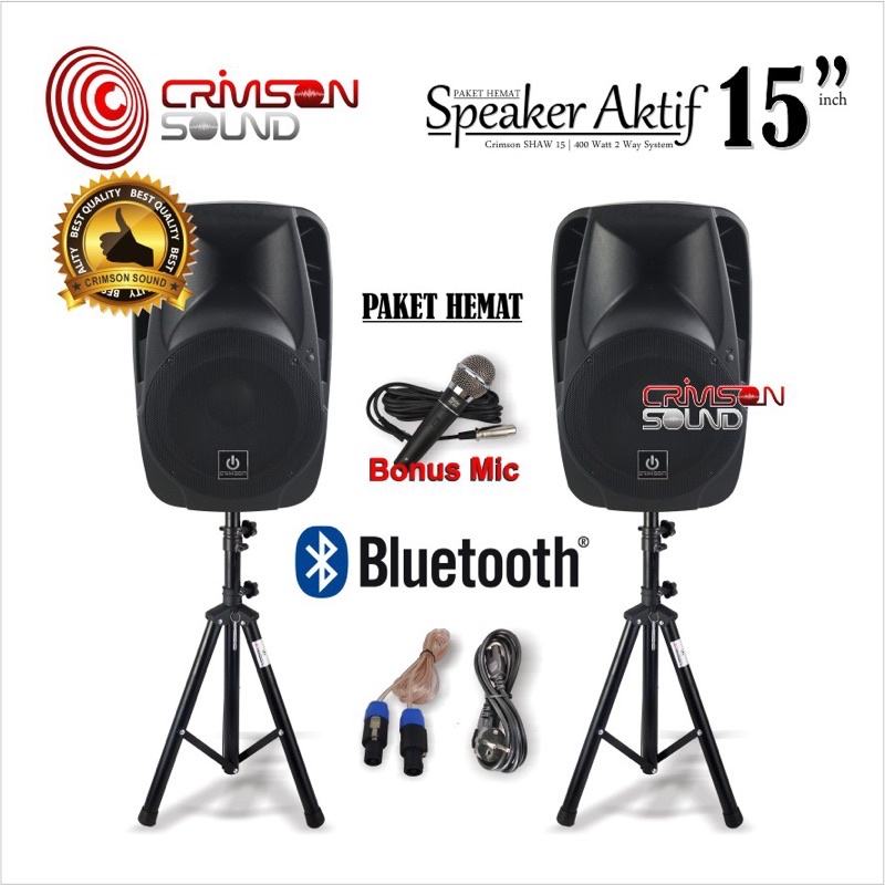 promo bigsale PAKET KOMPLIT SPEAKER AKTIF CRIMSON 15 inch BLUETOOTH Type SHOW 15 Medan