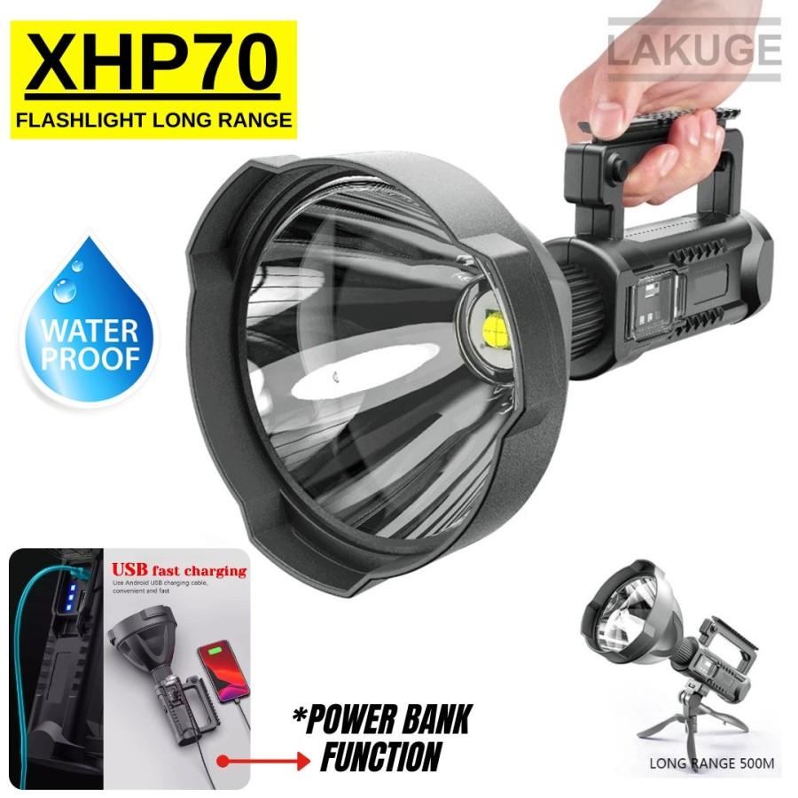 Senter Sorot Super Bright 8000 Lumens Powerful Big Lamp LED XHP70.2 USB Rechargeable Waterproof with