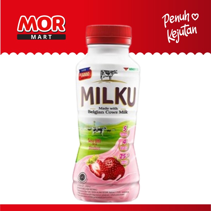 

MILKU Susu Stroberi Botol 200ml