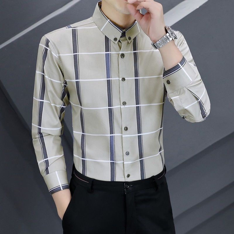 New men's long sleeved plaid shirt