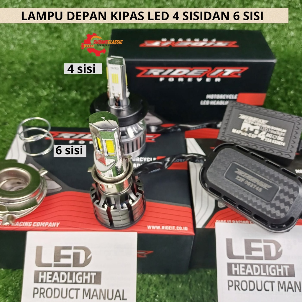 LAMPU DOP LED MOTOR BOHLAM LED LAMPU DEPAN KIPAS  90 LED 4 SISI 80 W AC DC BEAT VARIO TIGER JUPITERZ