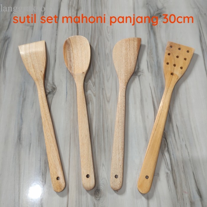 

Sutil / Sendok / Spatula / Sodet Kayu Mahoni P30cm set isi 4 pcs - set mahoni 30cm termurah