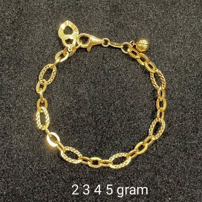 Rantai tangan nori anak dan dewasa emas asli kadar 700 70 16k paperclip bulat oval lonceng ukir 2 3 