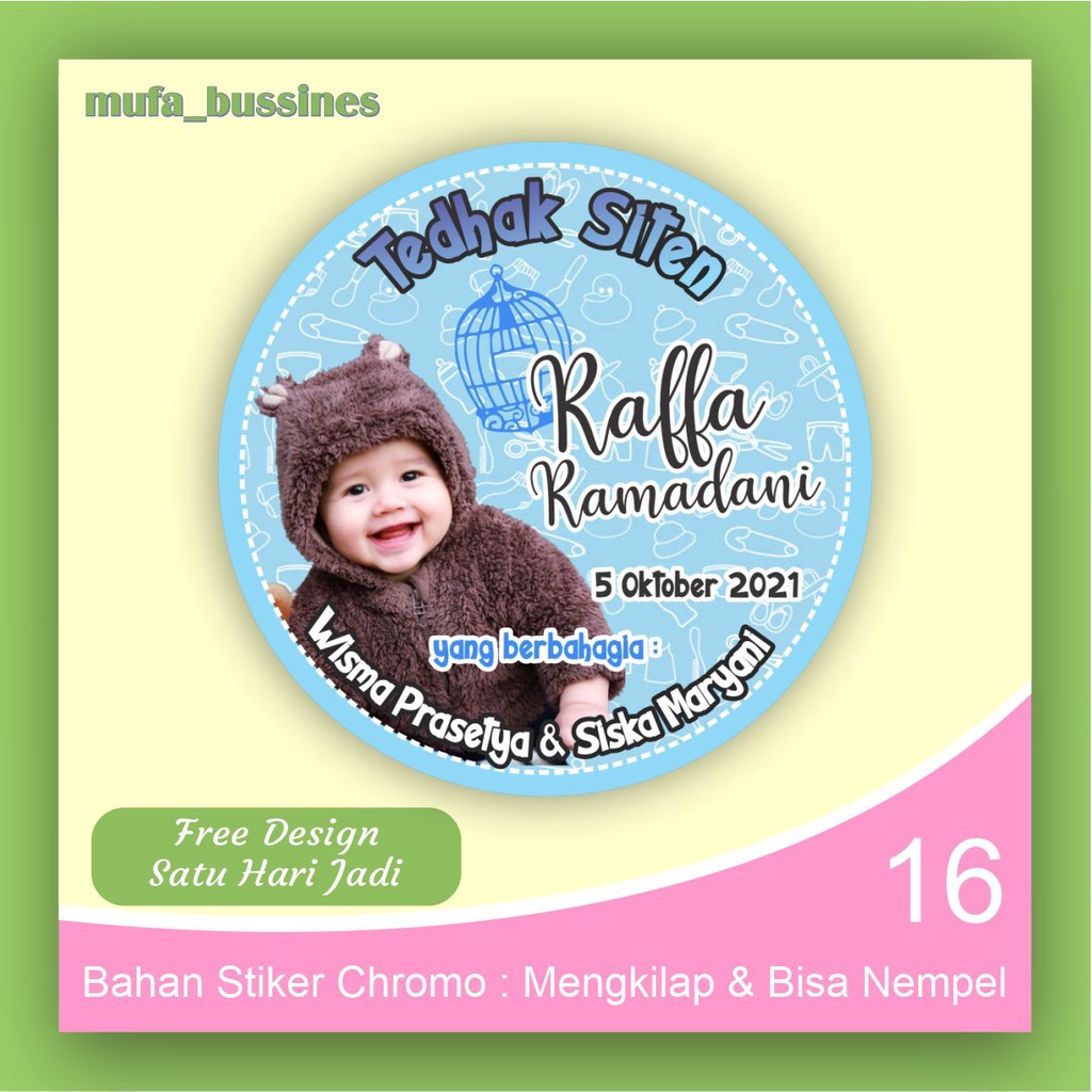 

Stiker Sticker Label Tasyakuran Syukuran Tedak Siten Aqiqah Kelahiran Dundunan Aqiqoh Nama Bayi Walimatul Tasmiyah Tempel Nasi Box