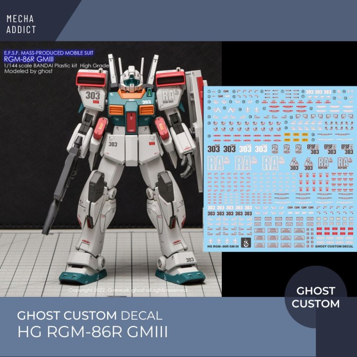 Water Slide Decal HG GM III by Ghost - Fluorescent