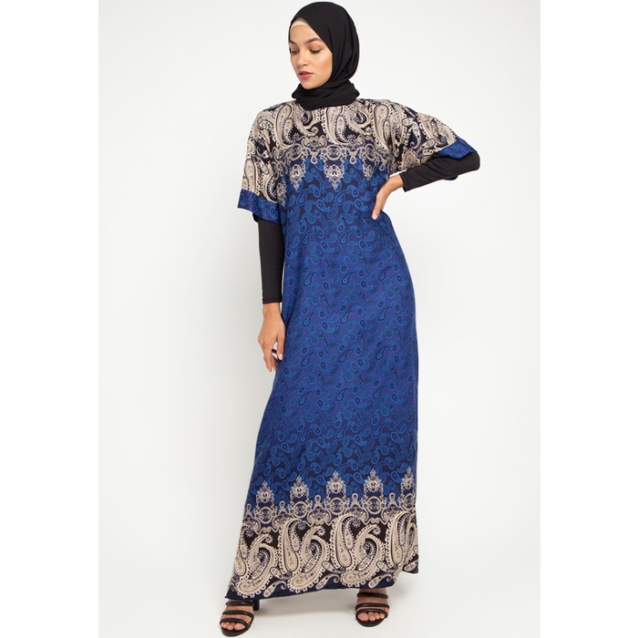 Adikusuma Long Dress Batik Wanita Motif Prinsa - Biru, XXL
