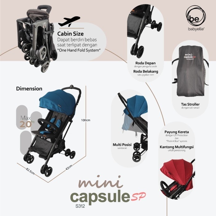 Stroller Babyelle Mini Capsule SP 312 / Kereta Dorong Bayi Cabin size