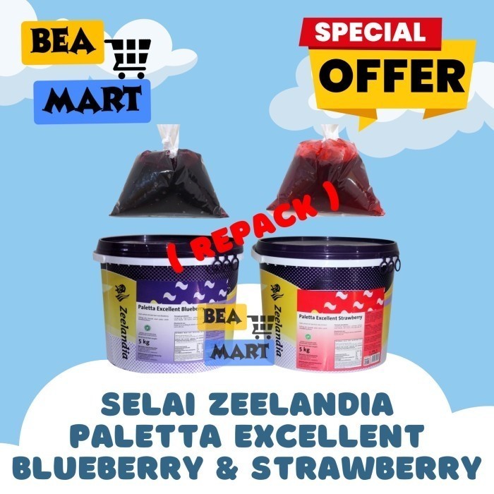 

Selai Strawberry / Blueberry Zeelandia Paletta Excellent Repack 500gr 1kg