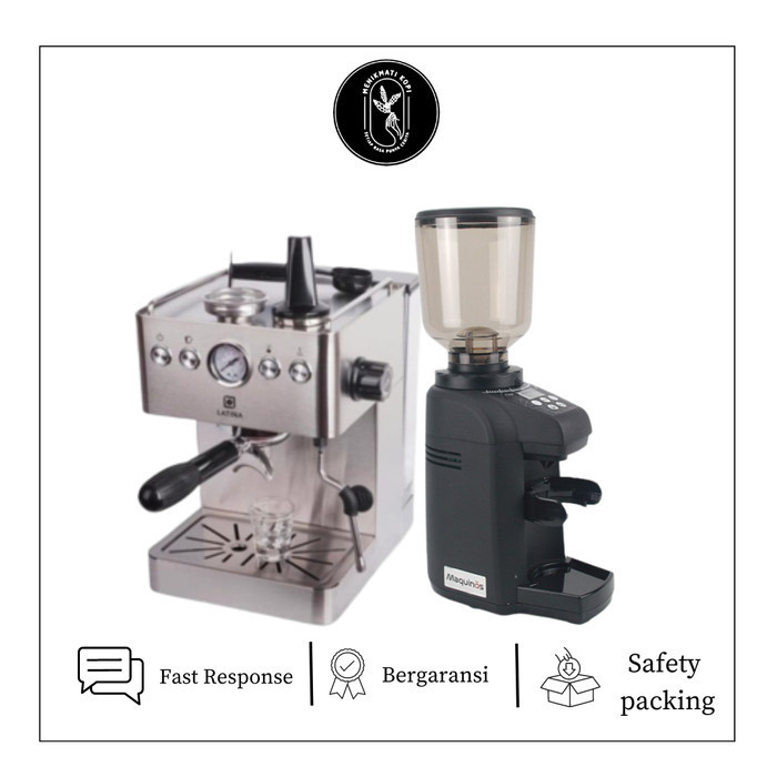Paket Lengkap Mesin Kopi Latina Primo II & Maquinos L20 Automatic