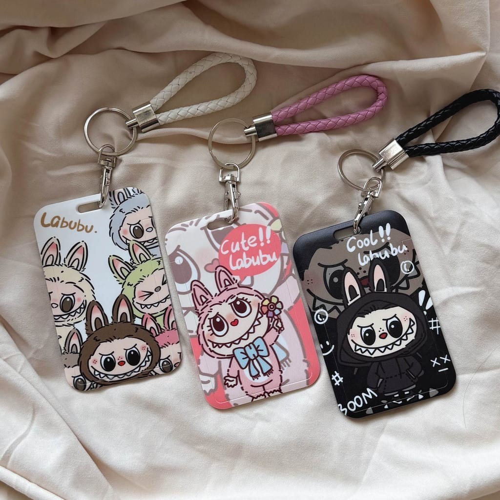 

SKY Name Tag ID Card Layard Holder Motif Labubu Kawaii untuk Kartu dan Photocard Cute