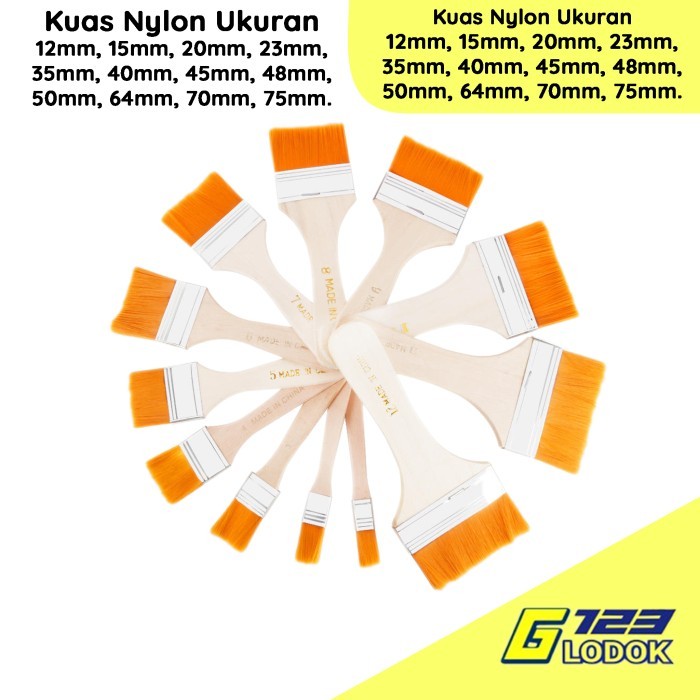 

Kuas Kayu Flat Bahan Bulu Nylon Nilon Brush Halus Lukis Kuas Cat Air Oles Kue Roti Nastar PCB No.1 No.3 No.5 No.8 No.10 No.11 10 23 35 50 65 70 MM