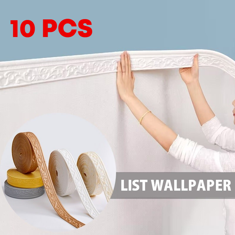 Paket 10 Pcs Lis Wallpaper Dinding 3D Timbul Wall Moulding List Wallpaper Tembok Kamar Aesthetic