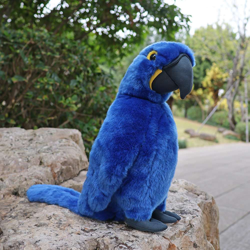 32cm High Soft Hyacinth Macaw Birds Plush Toy Realistic Blue Macaw Parrot Stuffed Animals Toys Gifts