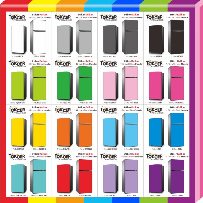 [Best Seller] STIKER Kulkas 1 Pintu atau 2 Pintu Standar WARNA POLOS - 1 Pintu60x120cm, Hijau Muda