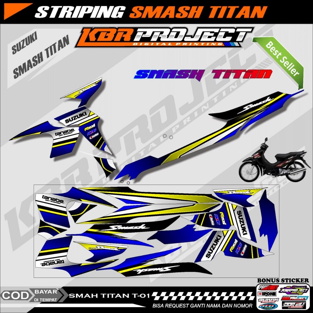 SMASH TITAN STIKER STRIPING PREMIUM MOTOR KEREN STIKER LIS VARIASI SMASH TITAN STIKER MOTOR SUZUKI