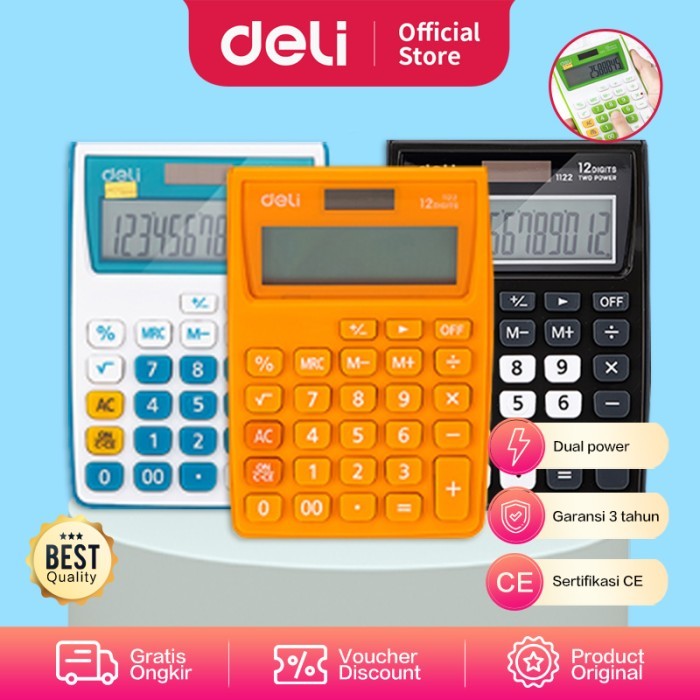 

DELI Calculator 12-digit [E1122] - Kalkulator kantor 12 digit - Hitam