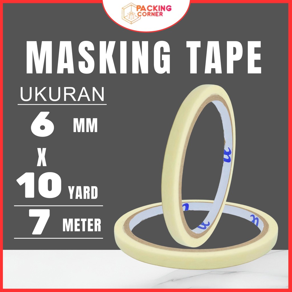 

Solasi Isolasi Selotip Kertas Masking Tape Lem 6 mm X 1O YARD 7M