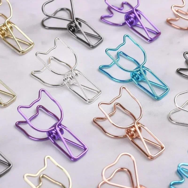 

6PCs/Set Hollowed Out Design Metal Binder Clip Long Tail Office Hand Book Folder Paper Organizer Stationery Fish