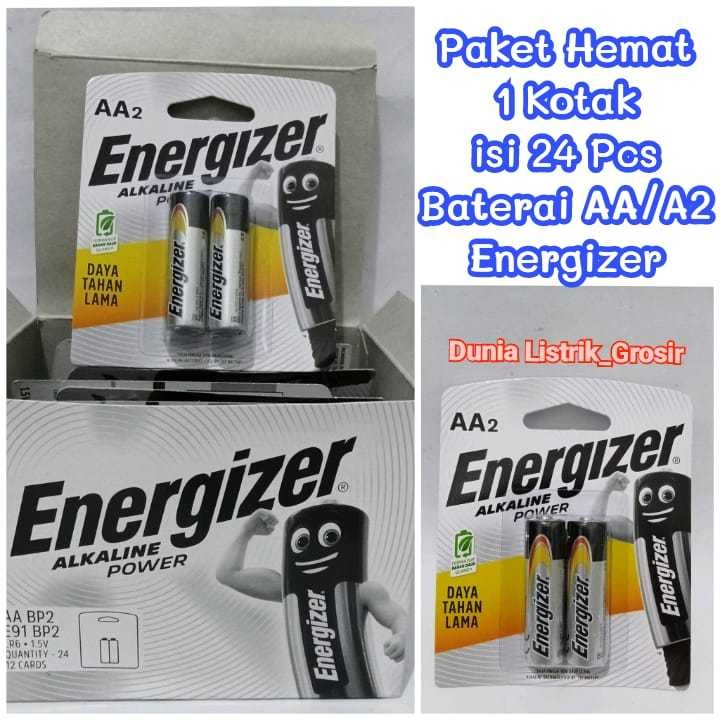 Baterai/Battery/Batere Energizer Paket 1 Kotak (isi 24 Pcs) ALKALINE Power AA A2 1 Pack isi 2 Pcs Da