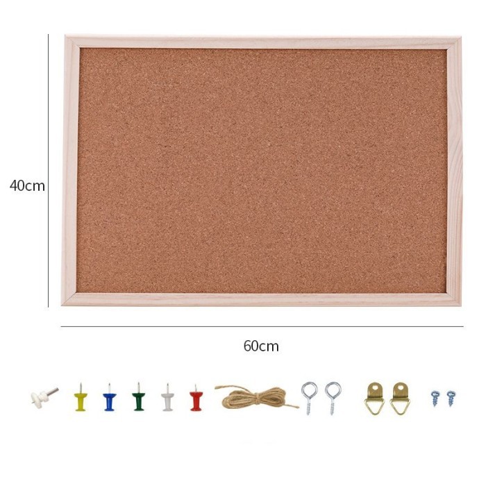

Cork Board Pin Board Note Memo Board Kayu Wall Hanging Message - 40*60cm