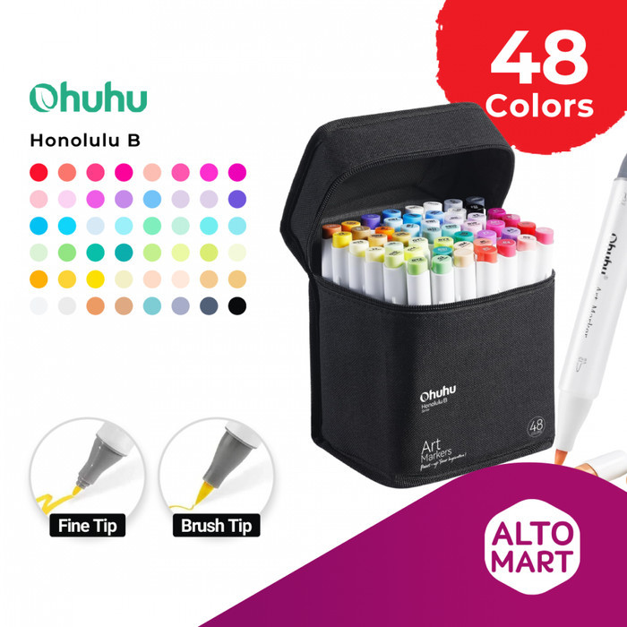 

OHUHU Honolulu B 48 72 104 120 216 320 Alcohol Art Marker Color Dual Tip BRUSH and FINE Alcohol Water color acrylic Art Marker Spidol Warna Gambar Manga Anime Alkohol - 216