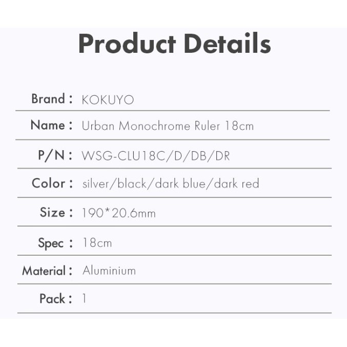 

KOKUYO WSG-CLU18 Penggaris Desain Lurus 18Cm 1 Buah - Dark Blue