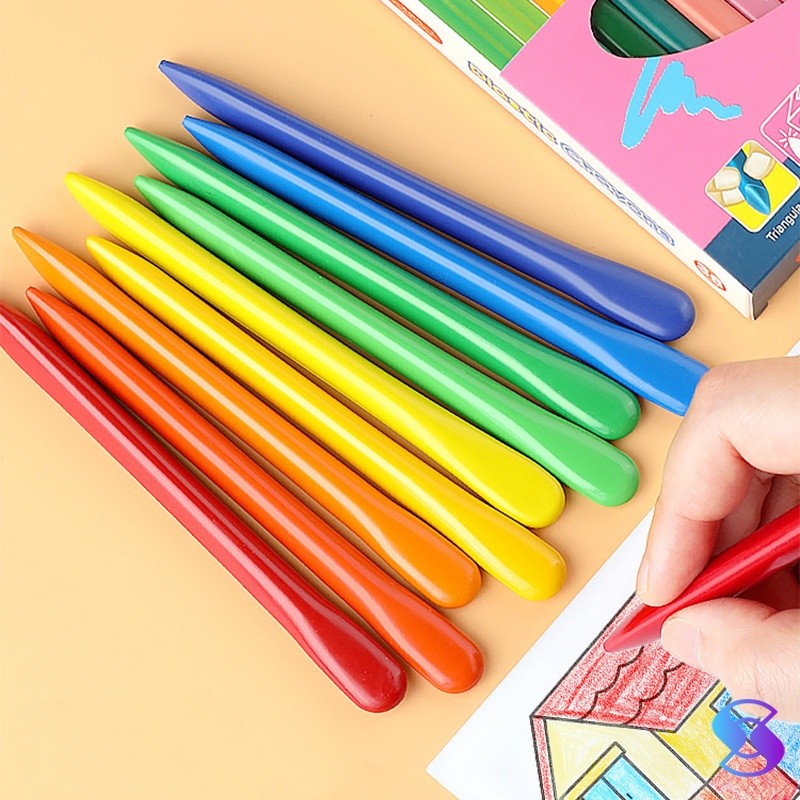 

crayon anak 12 24 36 Warna/HIGH QUALITY Crayon Lab Non Toxic Crayon Triangular anti air RB9