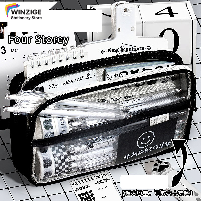 

Winzige kotak pensil aesthetic pencil case large tempat pensil transparan pen pouch lucu stationery organizer school study stuff