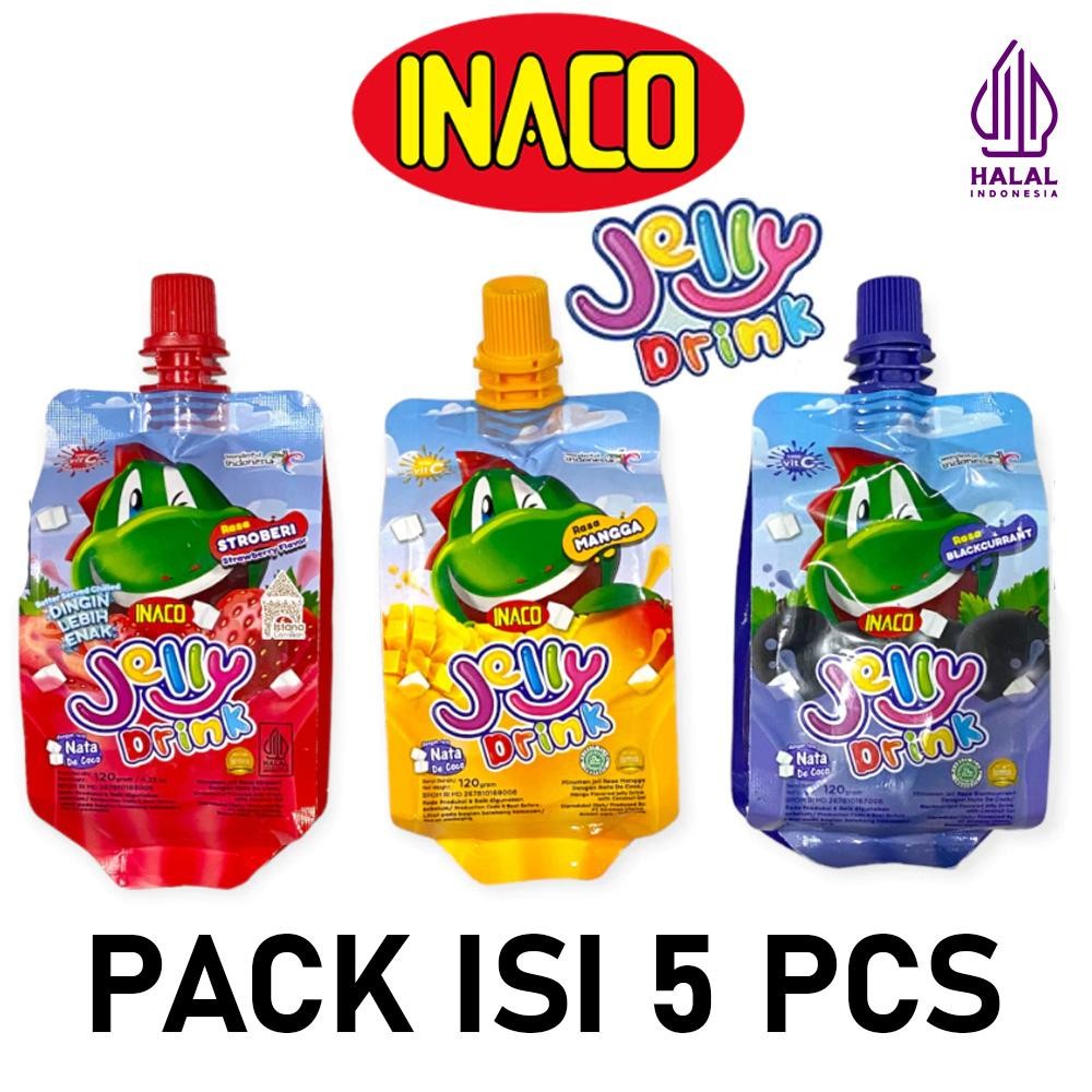 

[PACK ISI 5] Minuman Inaco Jelly Drink Rasa Blackcurrant Stroberi Mangga 120gr