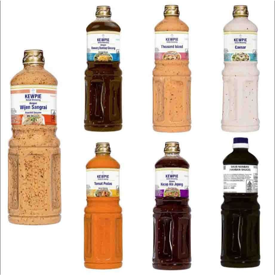 

JRstore - IND - Kewpie Salad Dressing 1L Botol Thousand Island Caesar Roasted Sesame Nanban Soy Sauce Spicy Tomato