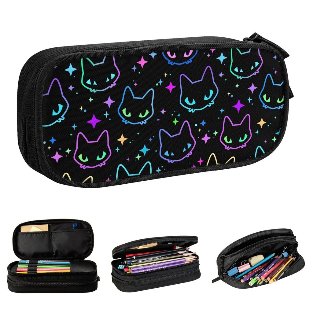 

Colorful Neon Cat Pencil Case Creative Pen Holder Bag Student Big Capacity Students School Gifts Pencilcases