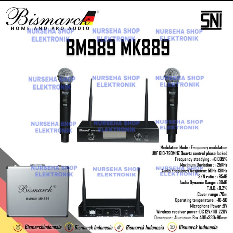 Mic Wireless BISMARCK BM989 MK889 original garansi resmi