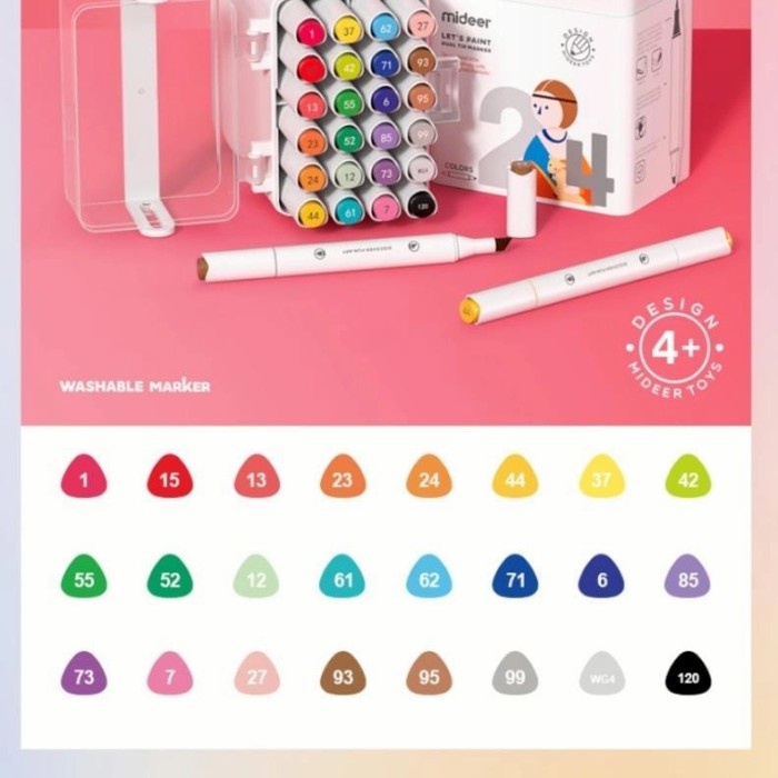 

Mideer dual tip maker 24 pc triangular washable marker