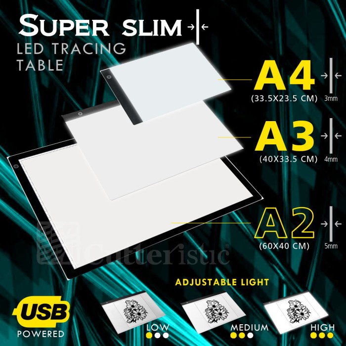 

[Terbaru] Tracing Board LED A4 A3, Papan Jiplak Light Pad Gambar Drawing - A4