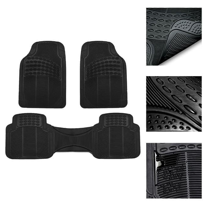 3pcs Karpet Mobil Avanza Universal Car Mats Karpet Mobil Universal Car Floor Mats Karet Tebal Karpet Mobil Karet Hitam Universal 【Leleh】