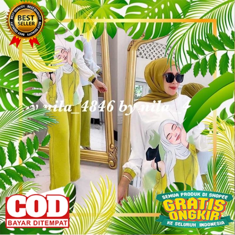 KOREAN STYLE OOTD TRENDY TERBARU /CRINKLE PRINTING // KIRANA SET LD 110 // SETELAN KIRANA // ONE SET