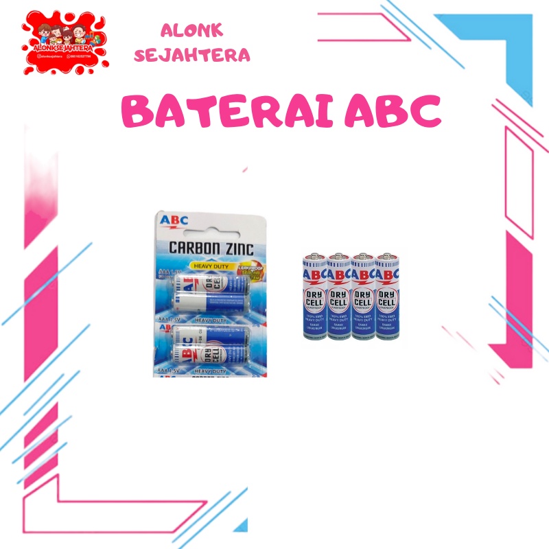 [ALONK.S] Baterai/ batrei batre ABC AAA / A3 AA / A2 CARBON batre remot tv remot AC harga 4 pcs