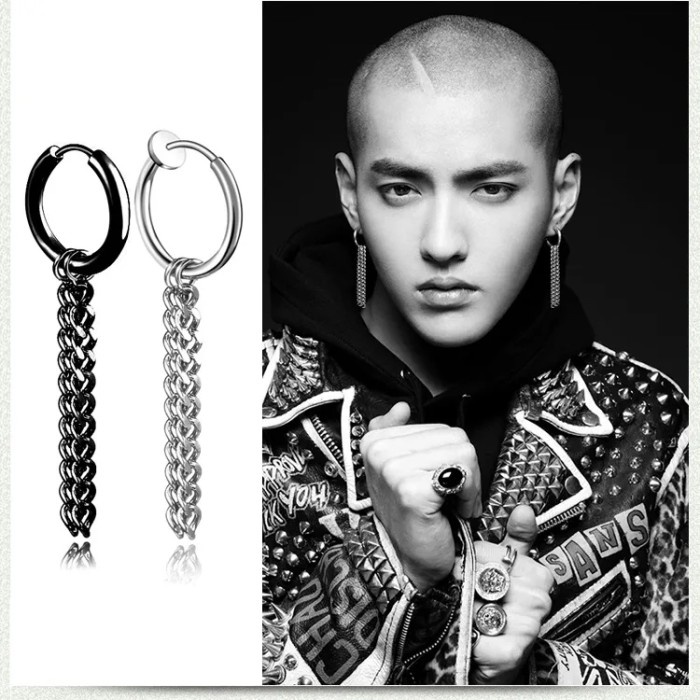 Anting jepit magnet tanpa tindik / tindik tusuk rantai korea kpop ,/ anting pria / anting wanita / a